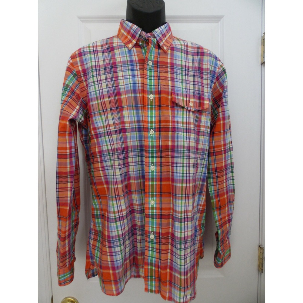 Ralph Lauren Mens Multicolor Plaid Long Sleeve Collared Button Down Shirt Size M